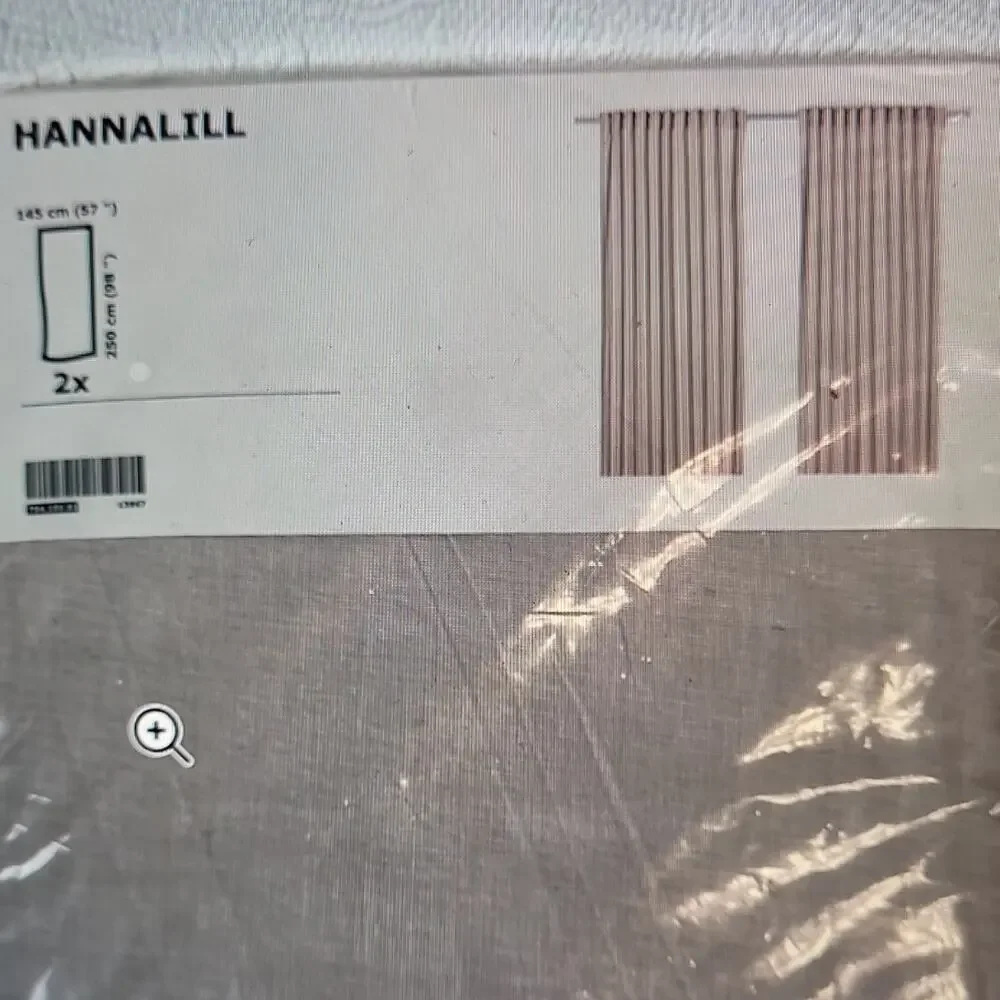 IKEA HANNALILL Gray 100% Cotton Light Filtering Curtain Panels 57x98 (2)
